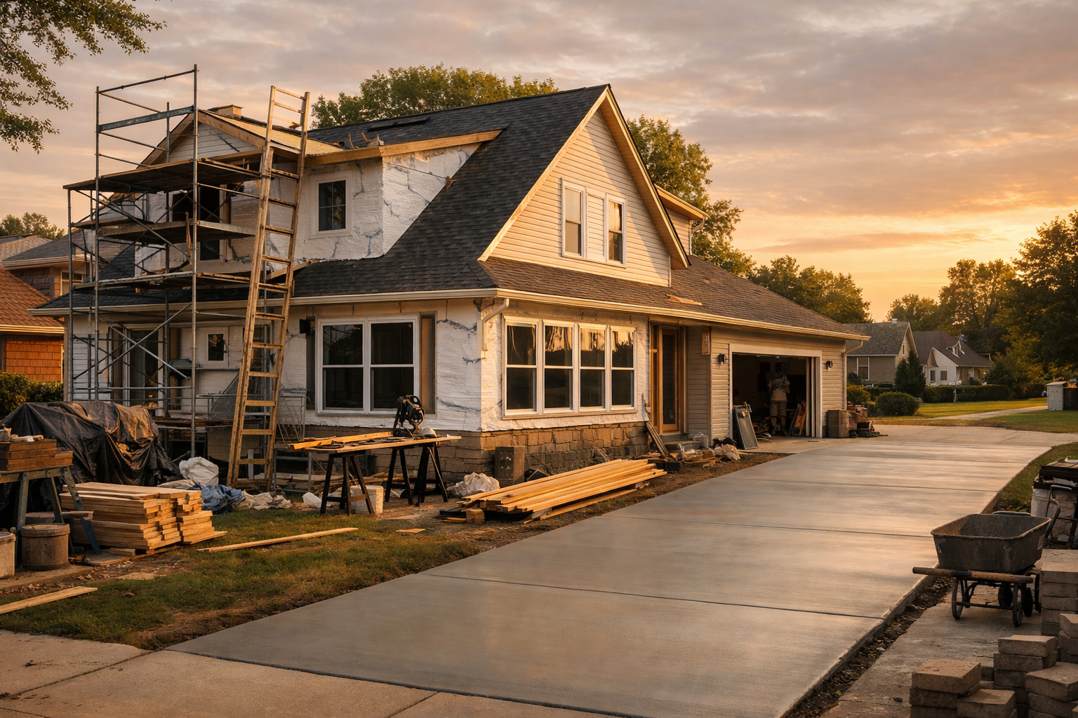 Home renovation in progress at a suburban Chicago home