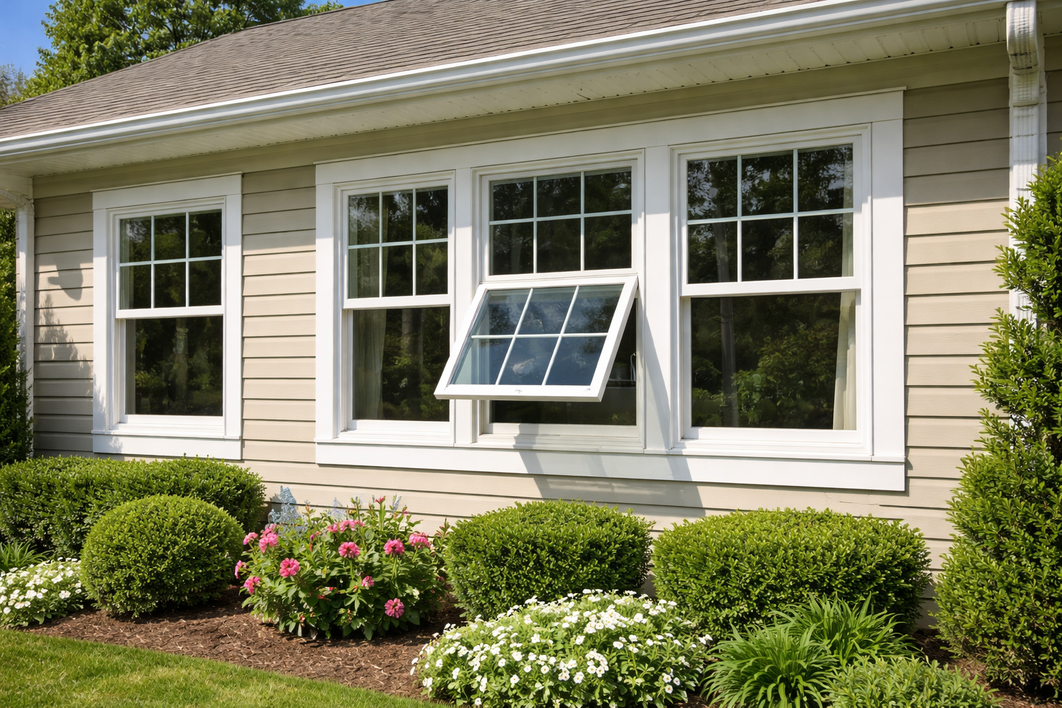 New replacement windows installed on a suburban Chicago home